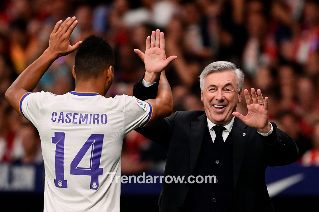 Casemiro dan Ancelotti saat bersama tim Real Madrid
