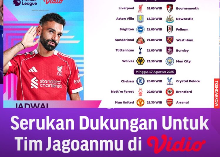 Jadwal Lengkap Liga Inggris 20252026 Live SCTV & Vidio
